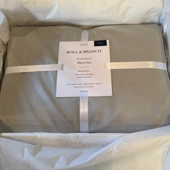 Boll and Branch Signature Hemmed Sheet Set Twin XL Color Pewter (Grey) - Picture 3 of 3